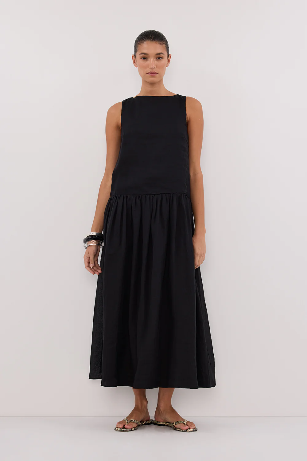 JACQUES BLACK RAMIE MIDI DRESS - Yukikoi