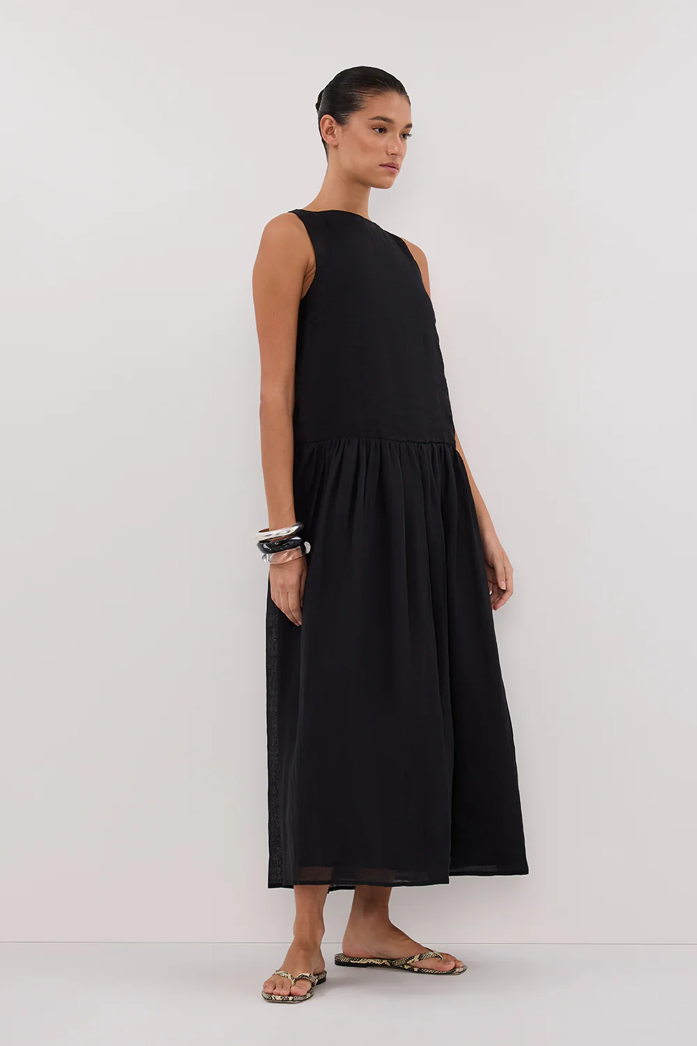 JACQUES BLACK RAMIE MIDI DRESS - Yukikoi