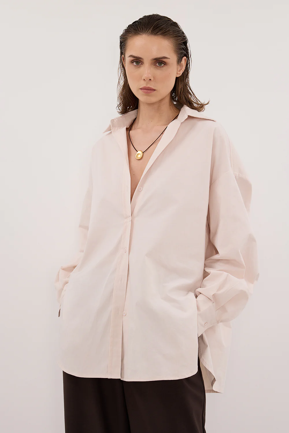 RAQUEL POWDER LONG SLEEVE COTTON POPLIN SHIRT - Yukikoi