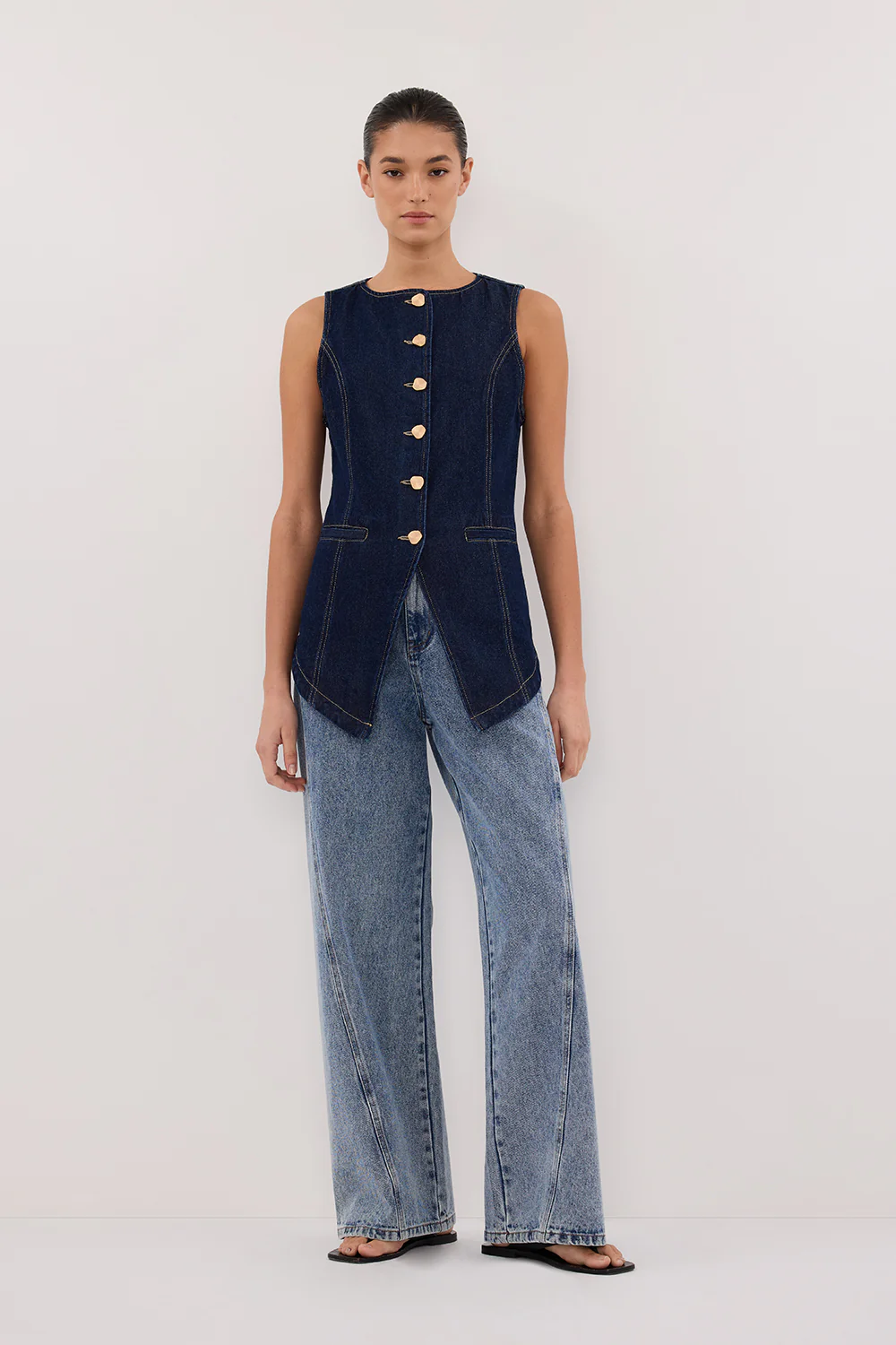 OLLY INDIGO DENIM VEST - Yukikoi