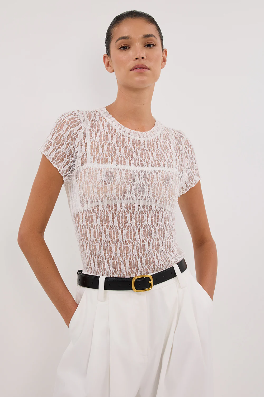 LIZZIE WHITE LACE CAP SLEEVE TOP - Yukikoi