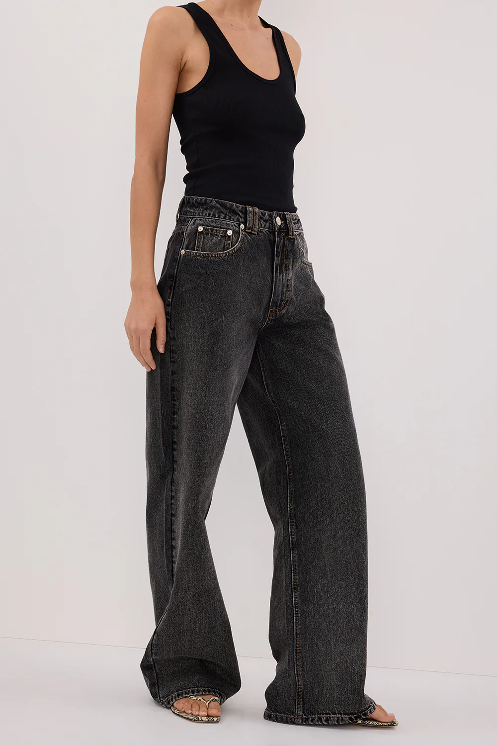 REAGAN 2.0 WASHED BLACK TALL SLOUCHY JEAN - Yukikoi
