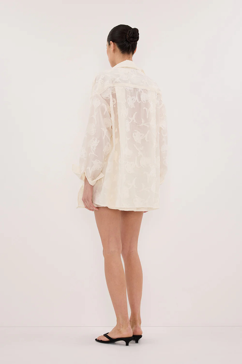 AZALEA OFF WHITE JACQUARD LONG SLEEVE SHIRT - Yukikoi
