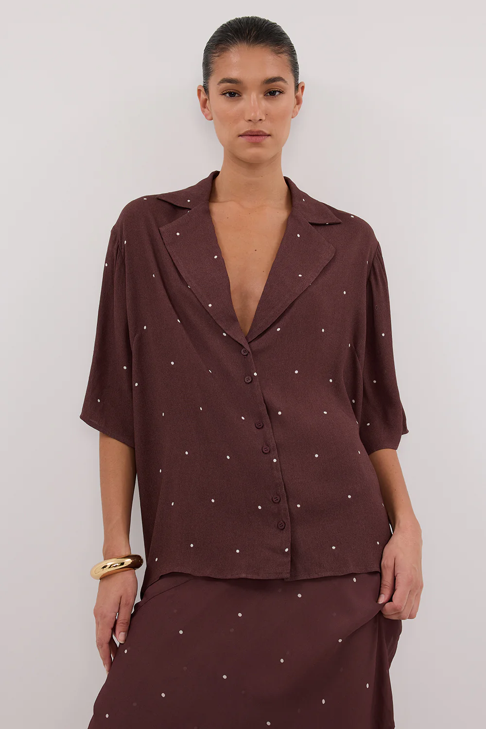 MELROSE WALNUT SHORT SLEEVE SHIRT - Yukikoi