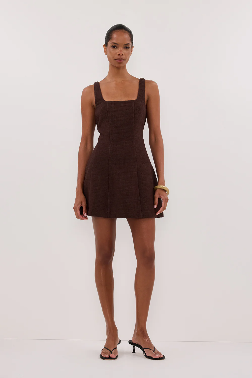 NIEVE CHOCOLATE SLEEVELESS MINI DRESS - Yukikoi
