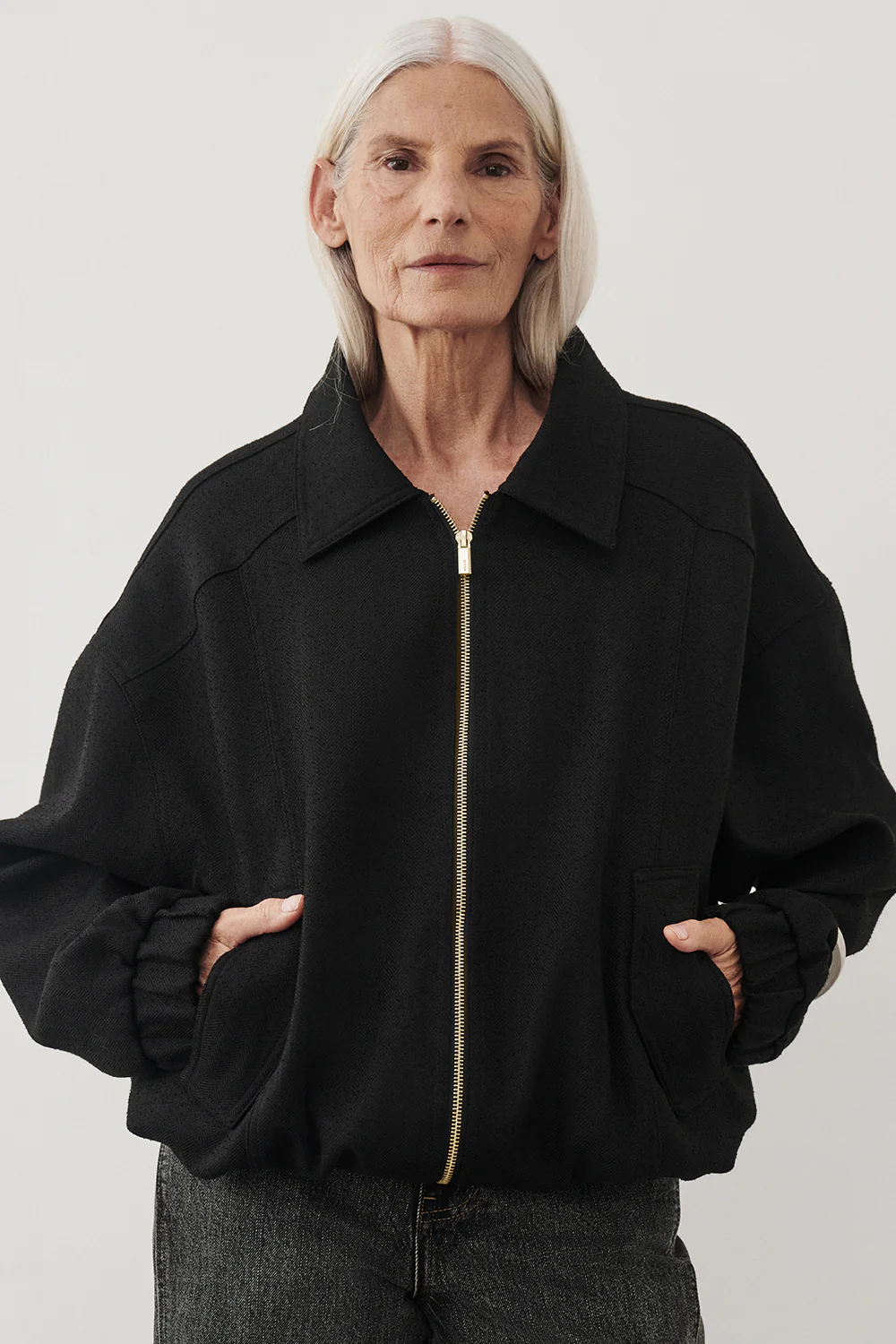 FRANKIE BLACK TWEED BOMBER JACKET - Yukikoi