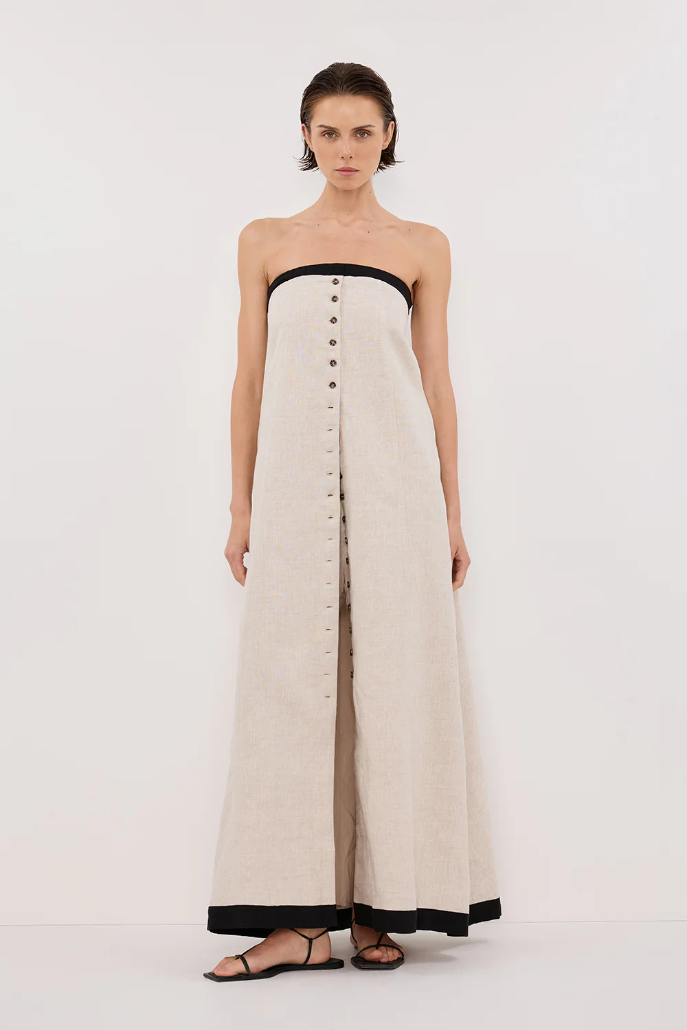 EBONY NATURAL STRAPLESS MIDI DRESS - Yukikoi