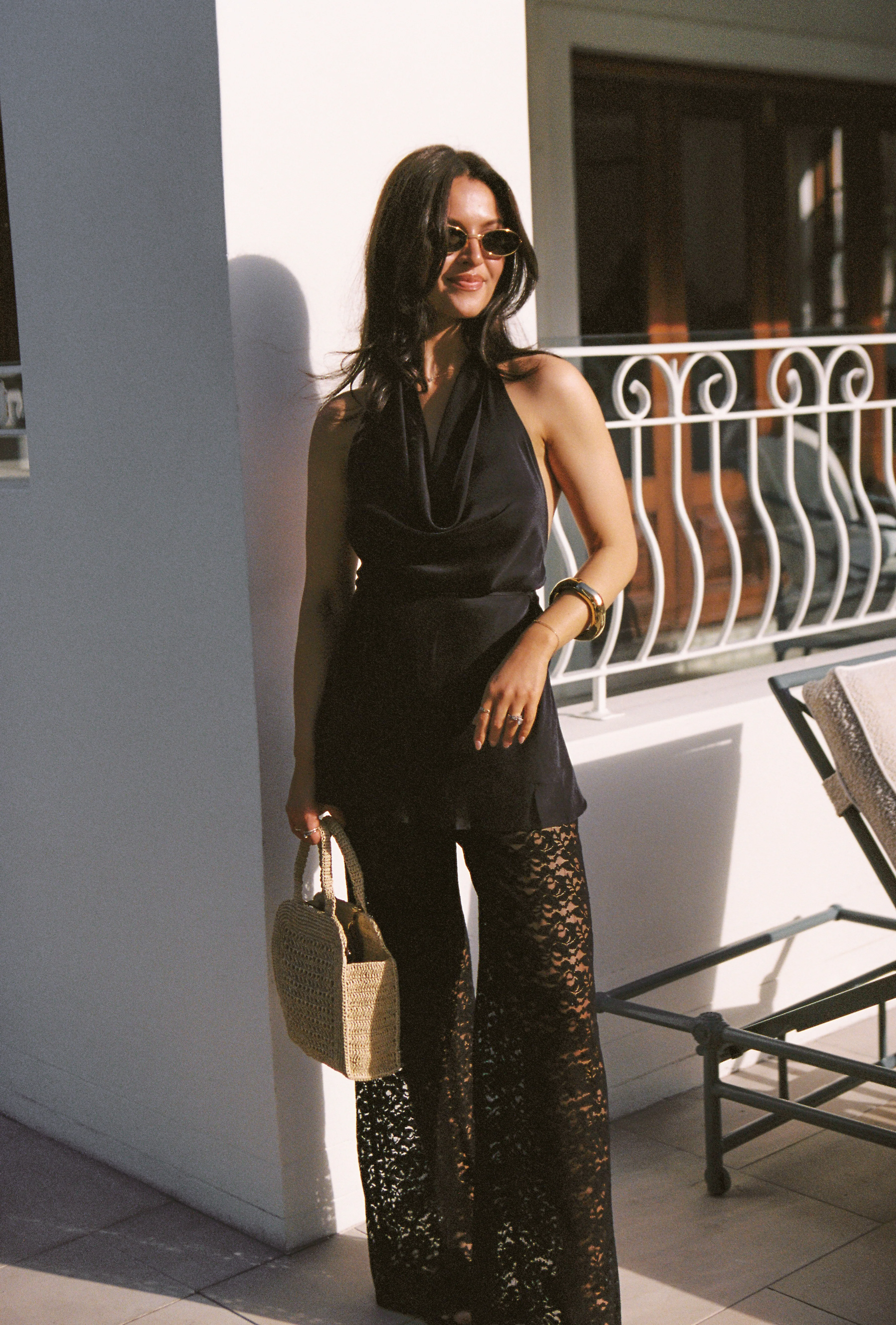 CARLENE BLACK SILK COWL NECK TOP - Yukikoi