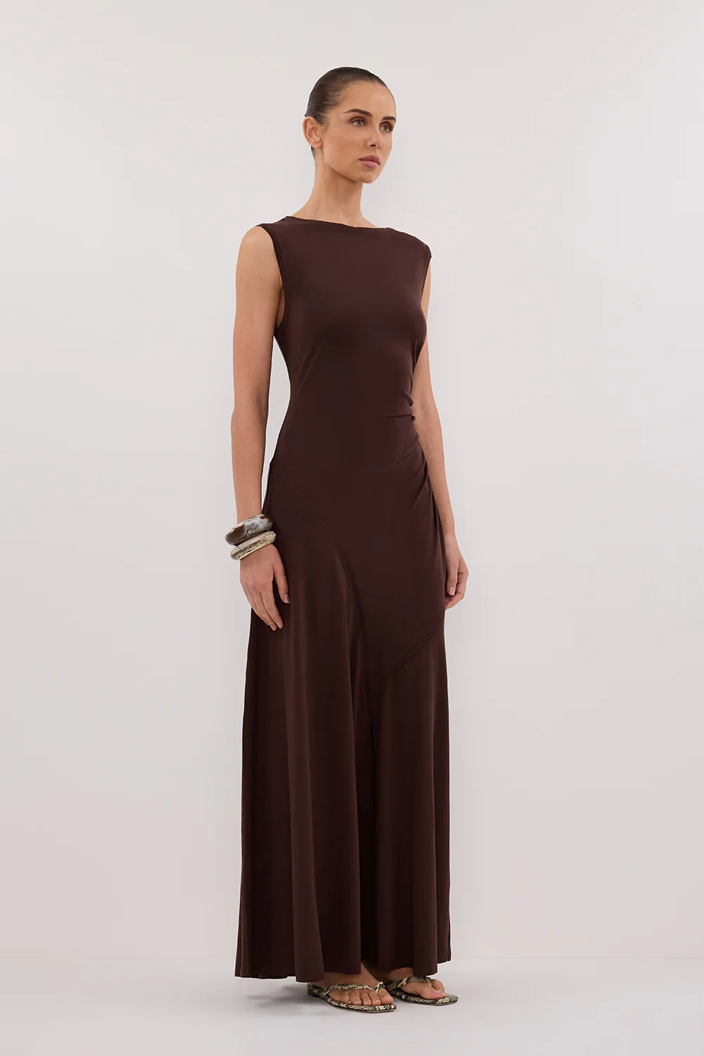 HADLEY CHOC SLEEVELESS KNIT MAXI DRESS - Yukikoi