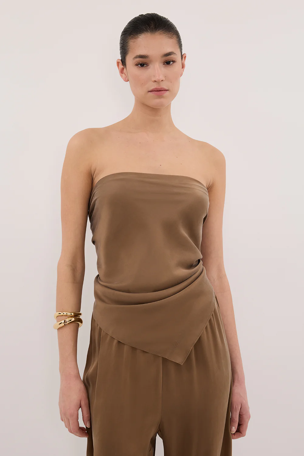 PERCY CHESTNUT SILK SCARF TOP - Yukikoi