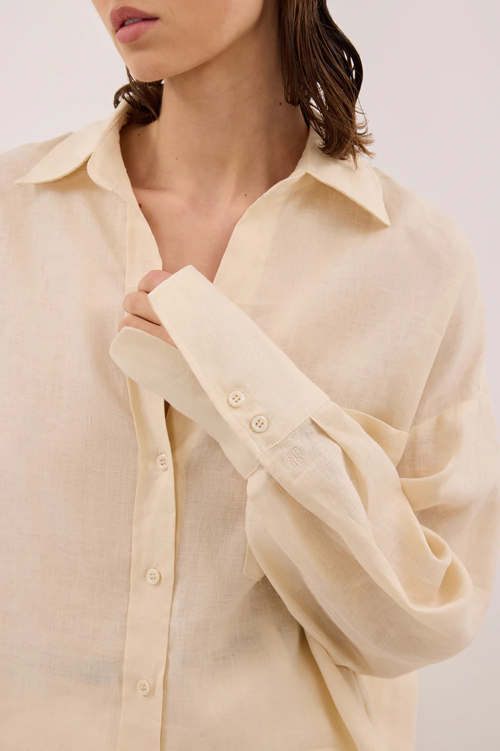 ELLIS SANDSTONE LONG SLEEVE LINEN SHIRT - Yukikoi