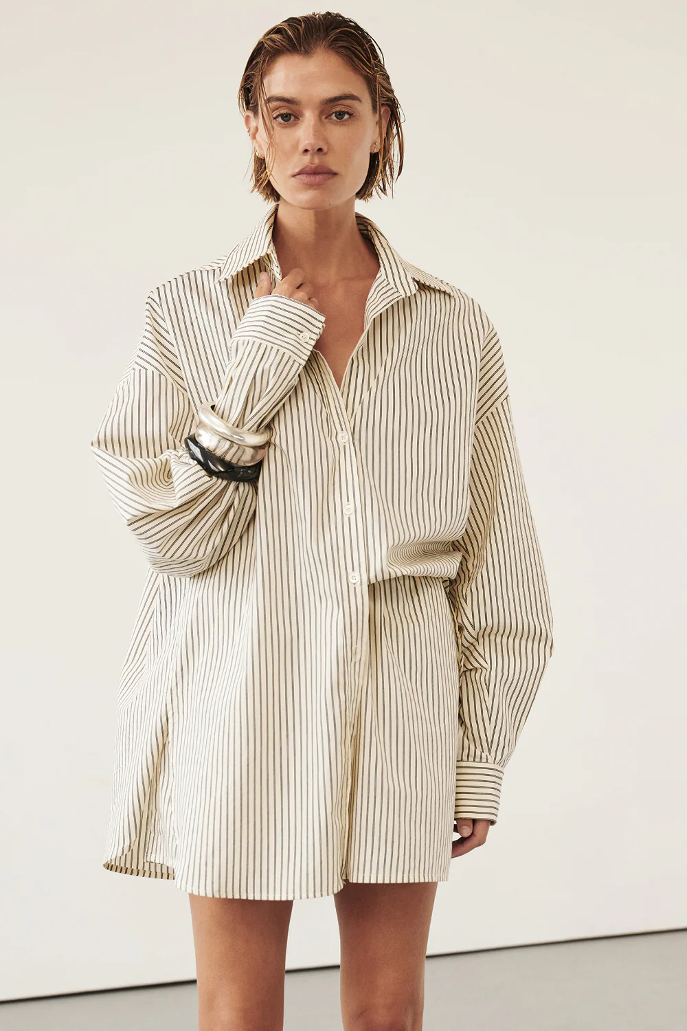 PALMA CREAM OVERSIZED SILK BLEND SHIRT - Yukikoi