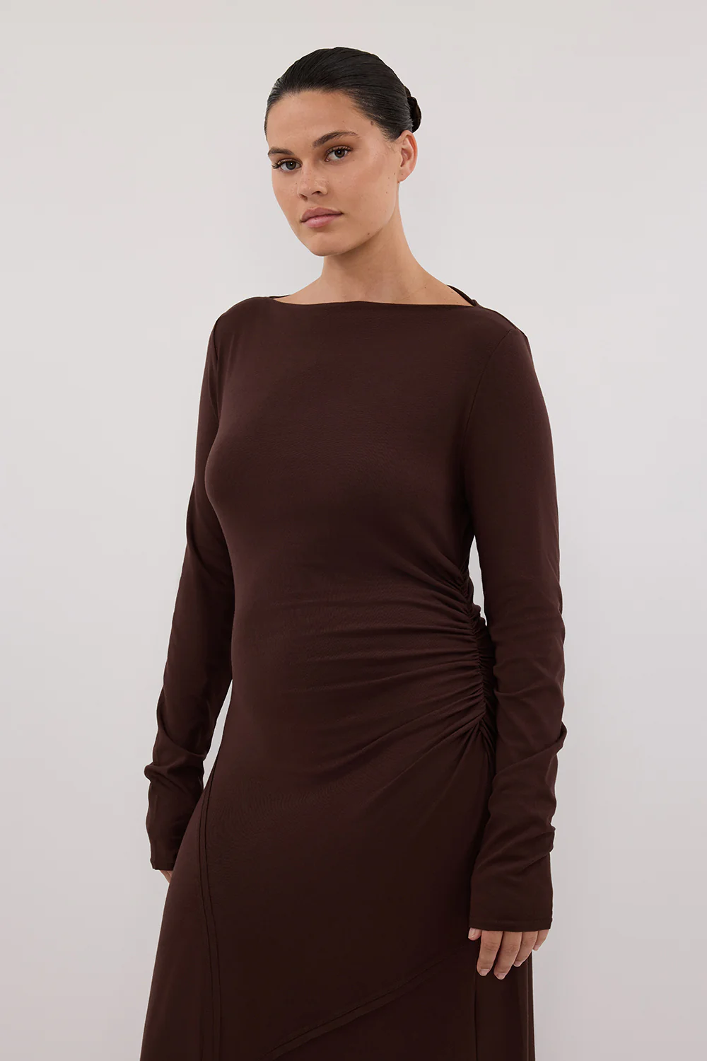 HADLEY CHOC LONG SLEEVE KNIT MAXI DRESS - Yukikoi
