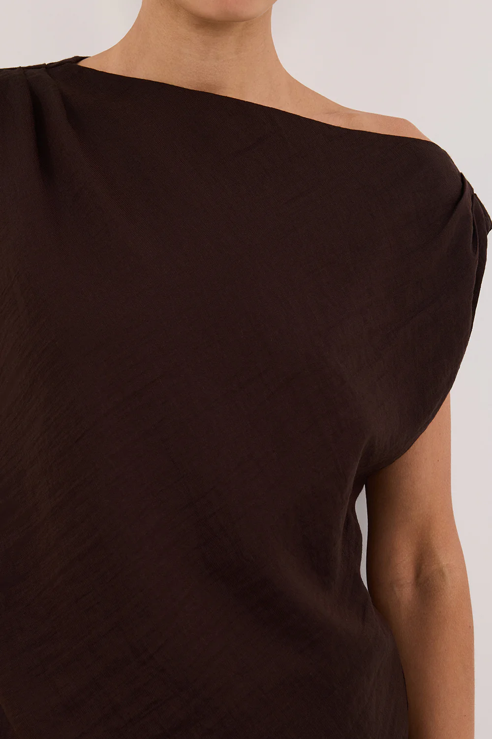 SHYLA BITTER CHOC ASYMMETRICAL TOP - Yukikoi