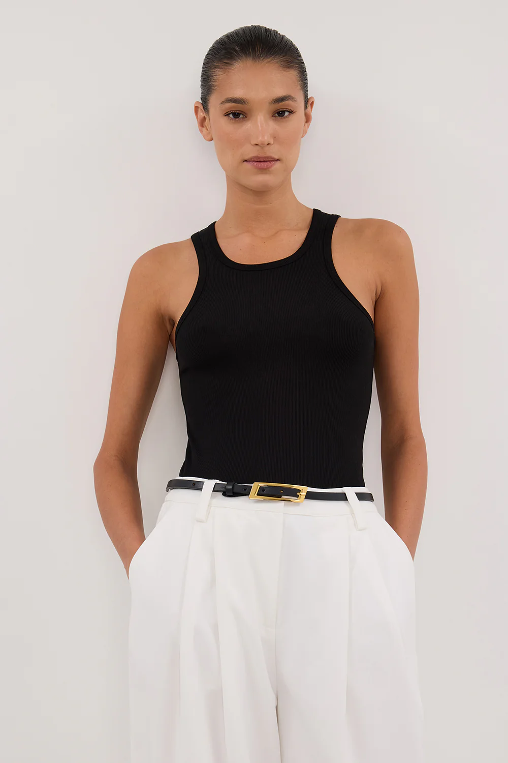 NINA BLACK RACER KNIT TANK - Yukikoi