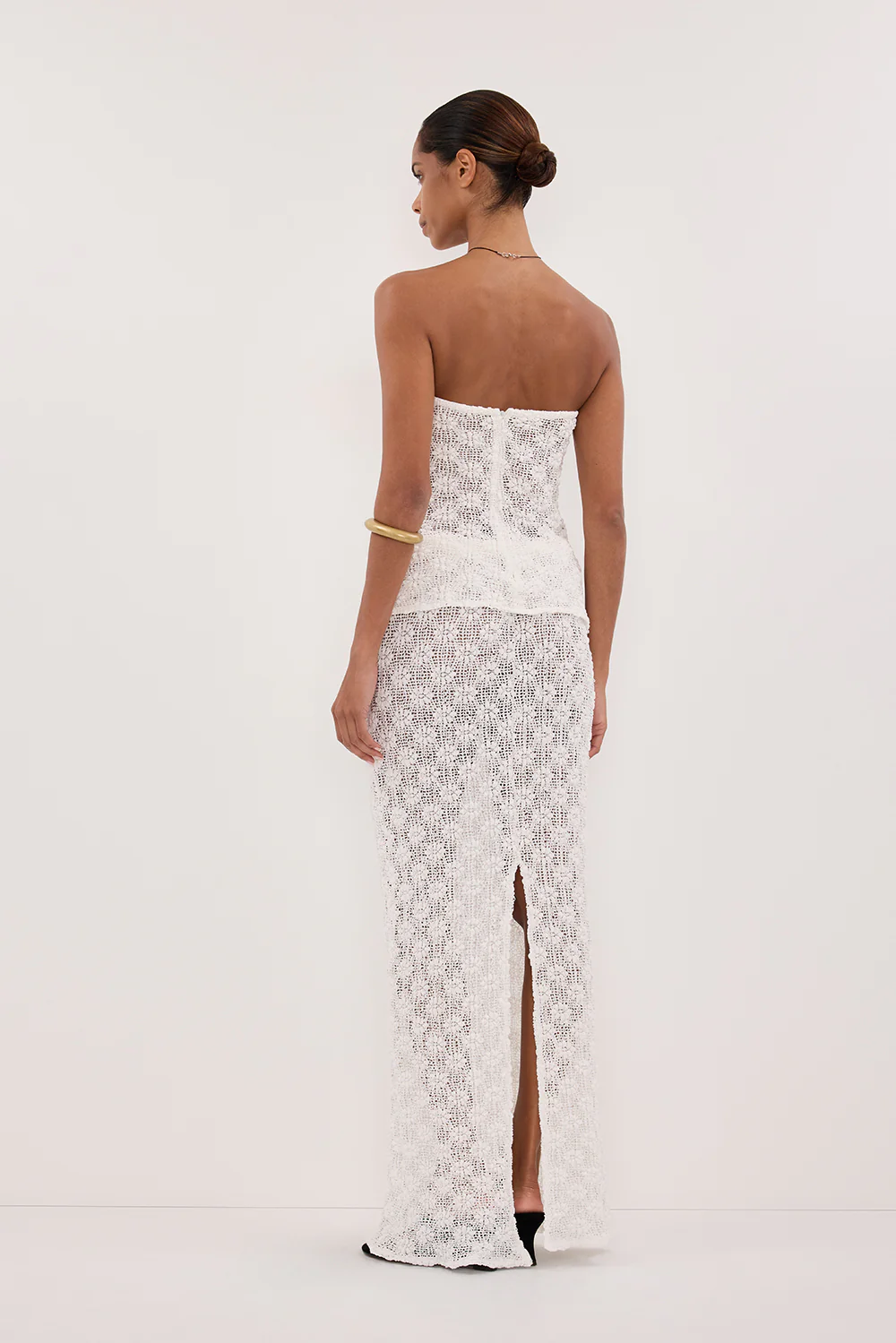 AGNES WHITE CROCHET COLUMN MIDI SKIRT - PRE ORDER - Yukikoi
