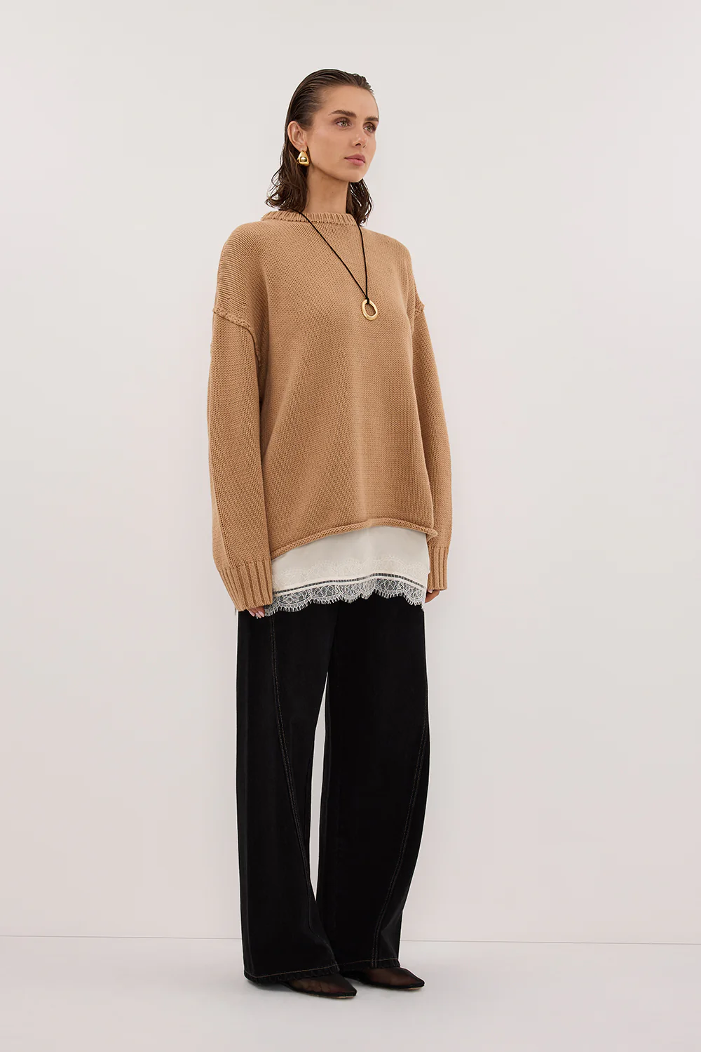 ROY WHEAT LONGLINE KNIT JUMPER - Yukikoi
