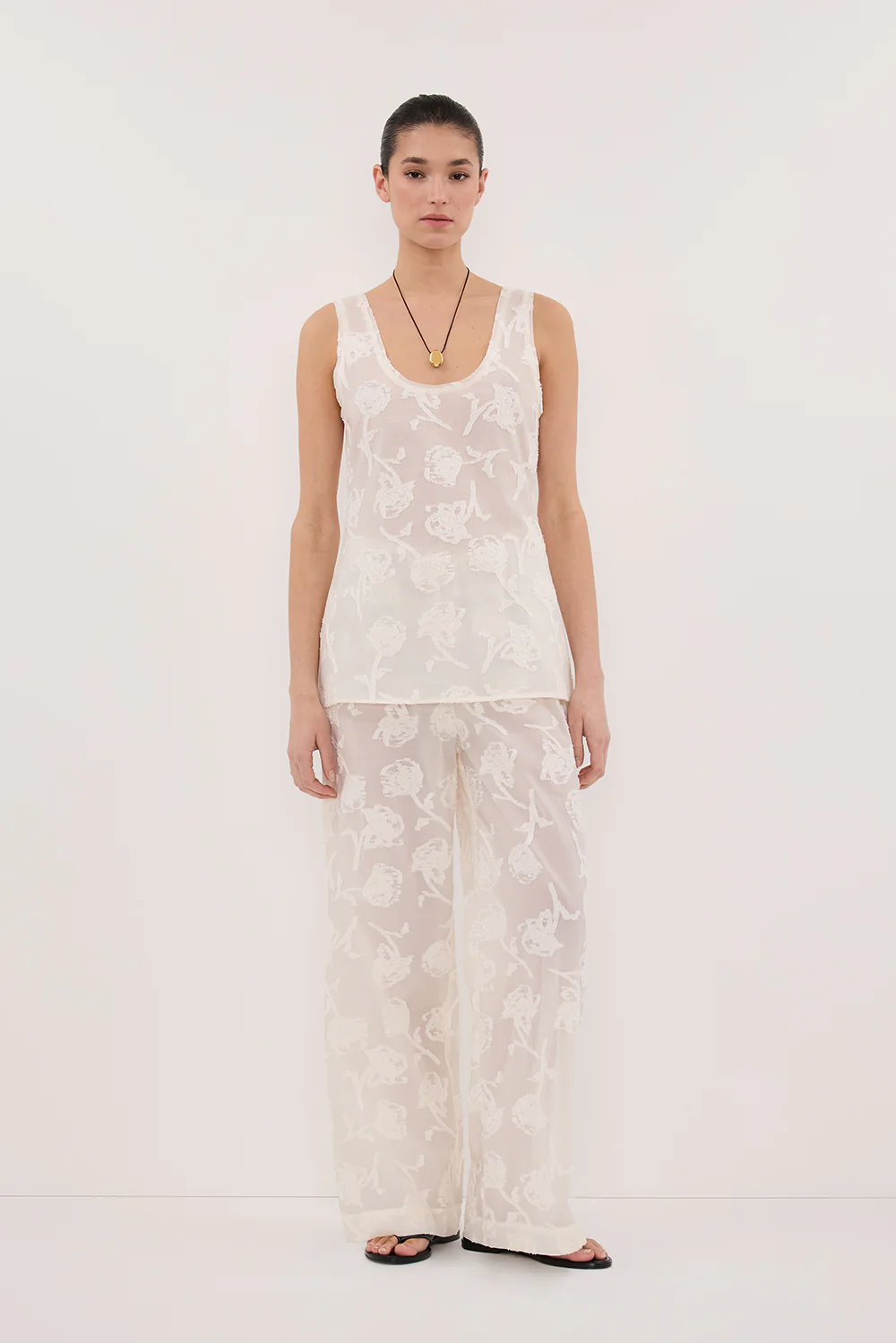 AZALEA OFF WHITE JACQUARD PANT - Yukikoi