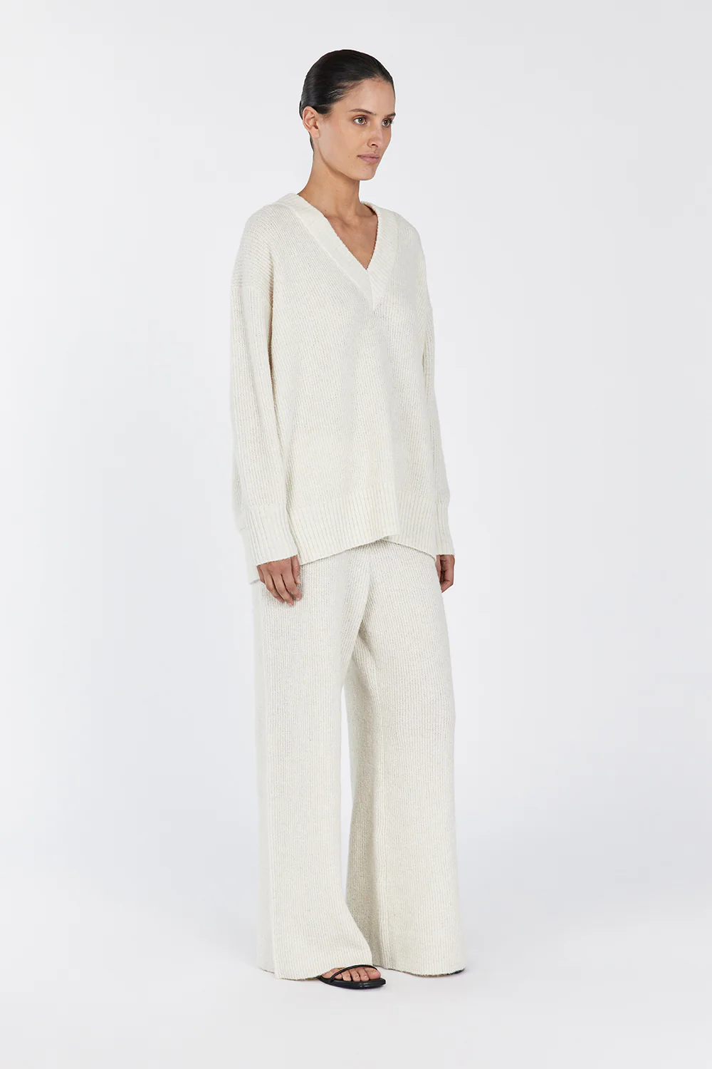 ZELIE CREAM MARLE KNIT PANT - Yukikoi