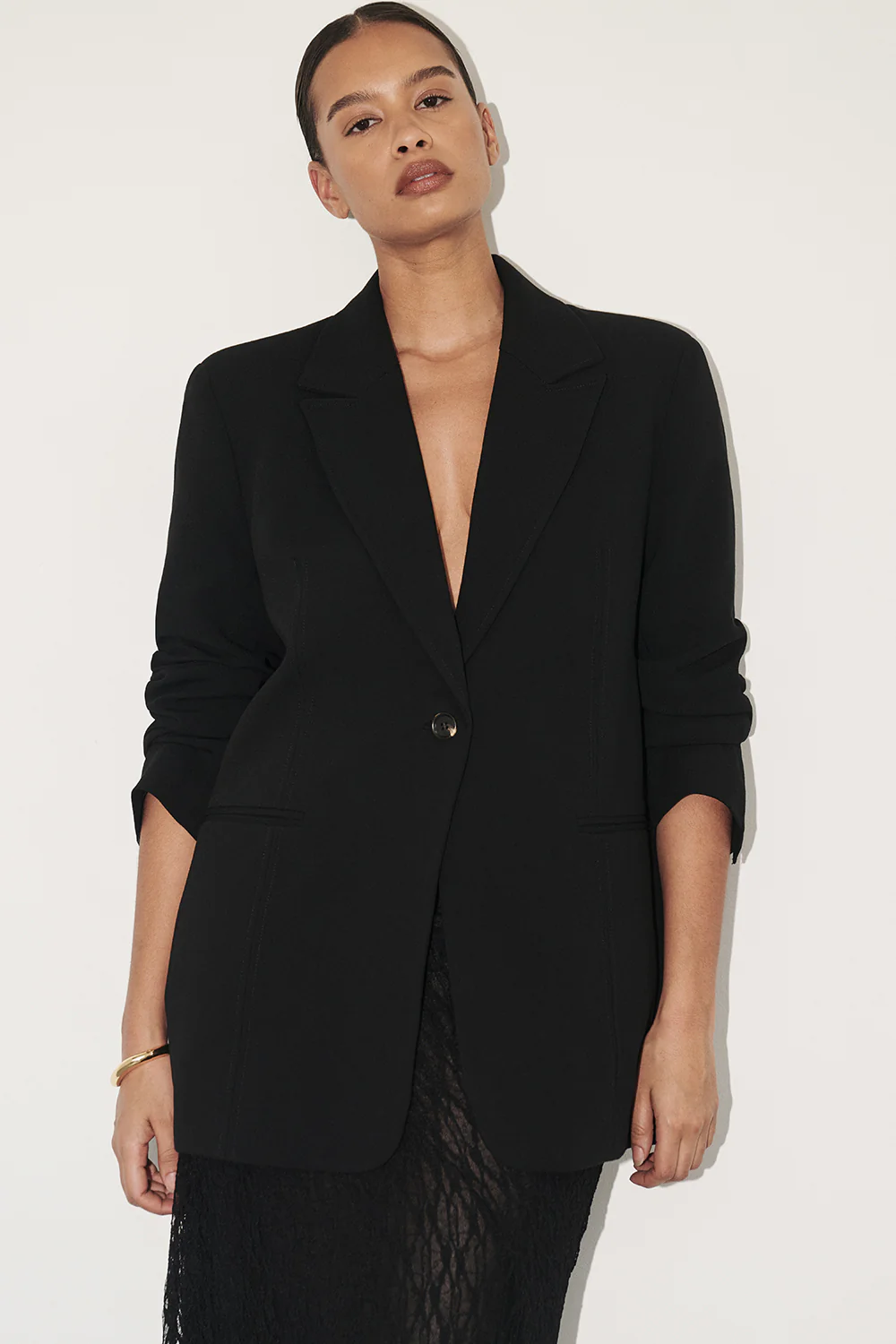 WESTWOOD BLACK OVERSIZED BOYFRIEND BLAZER - Yukikoi