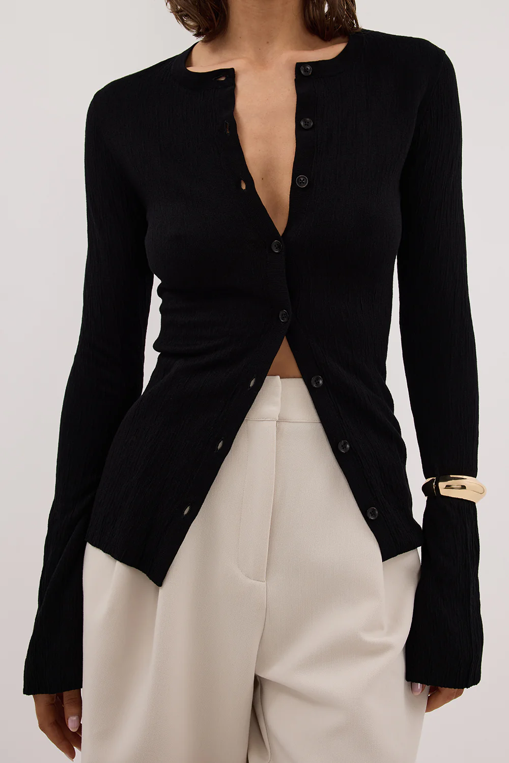 ALIAS BLACK LONG SLEEVE KNIT TOP - Yukikoi