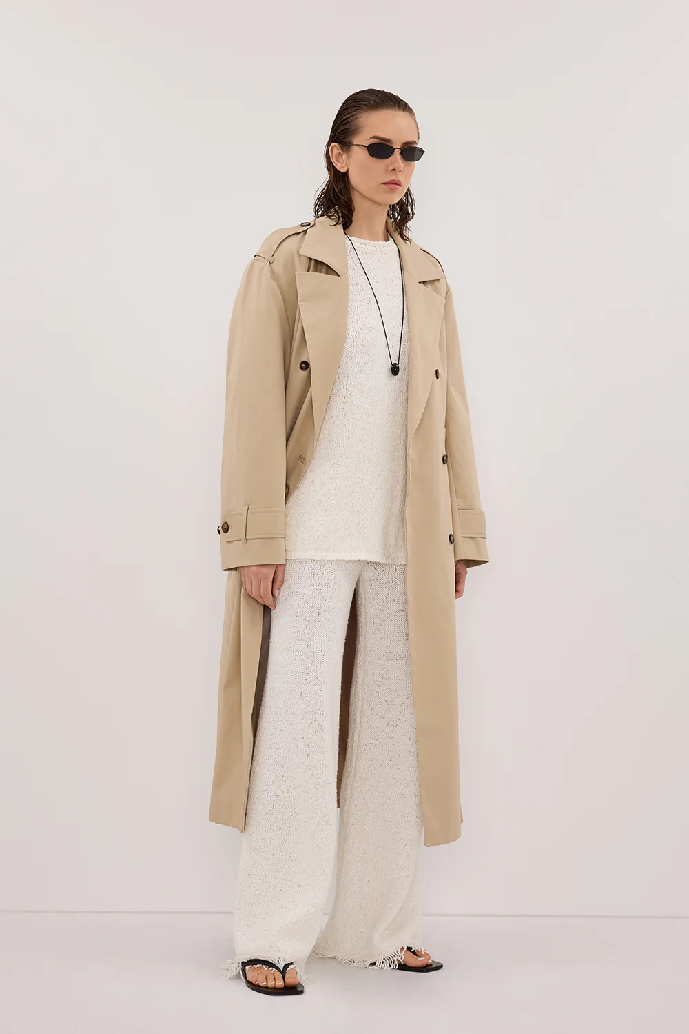 SUE OFF WHITE FRINGE KNIT PANT - Yukikoi