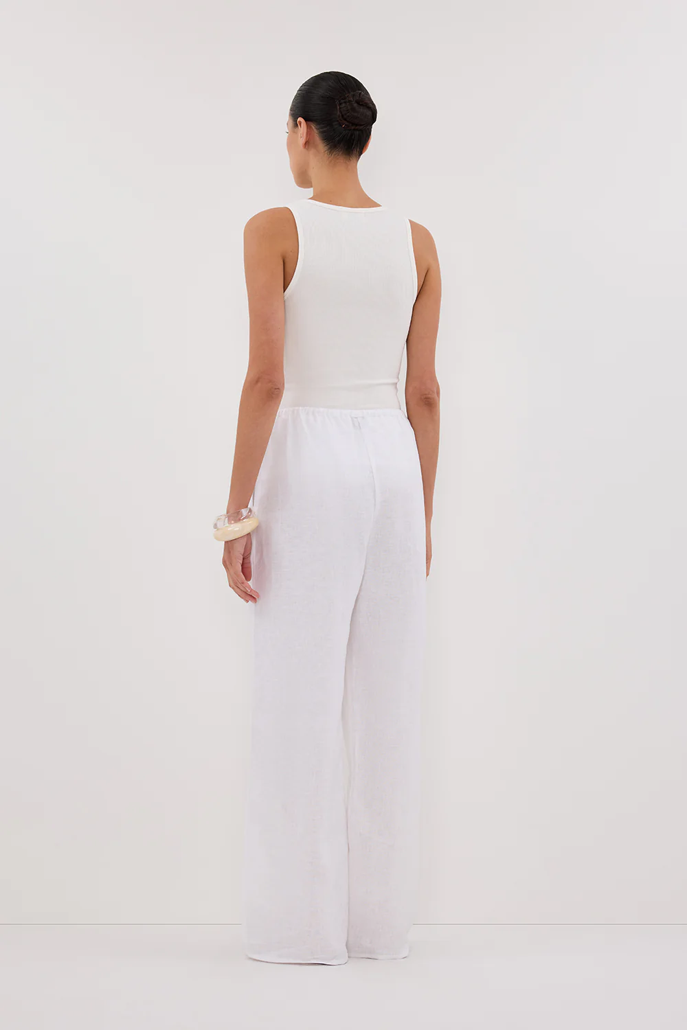 CARLA WHITE DRAWSTRING LINEN PANT - Yukikoi