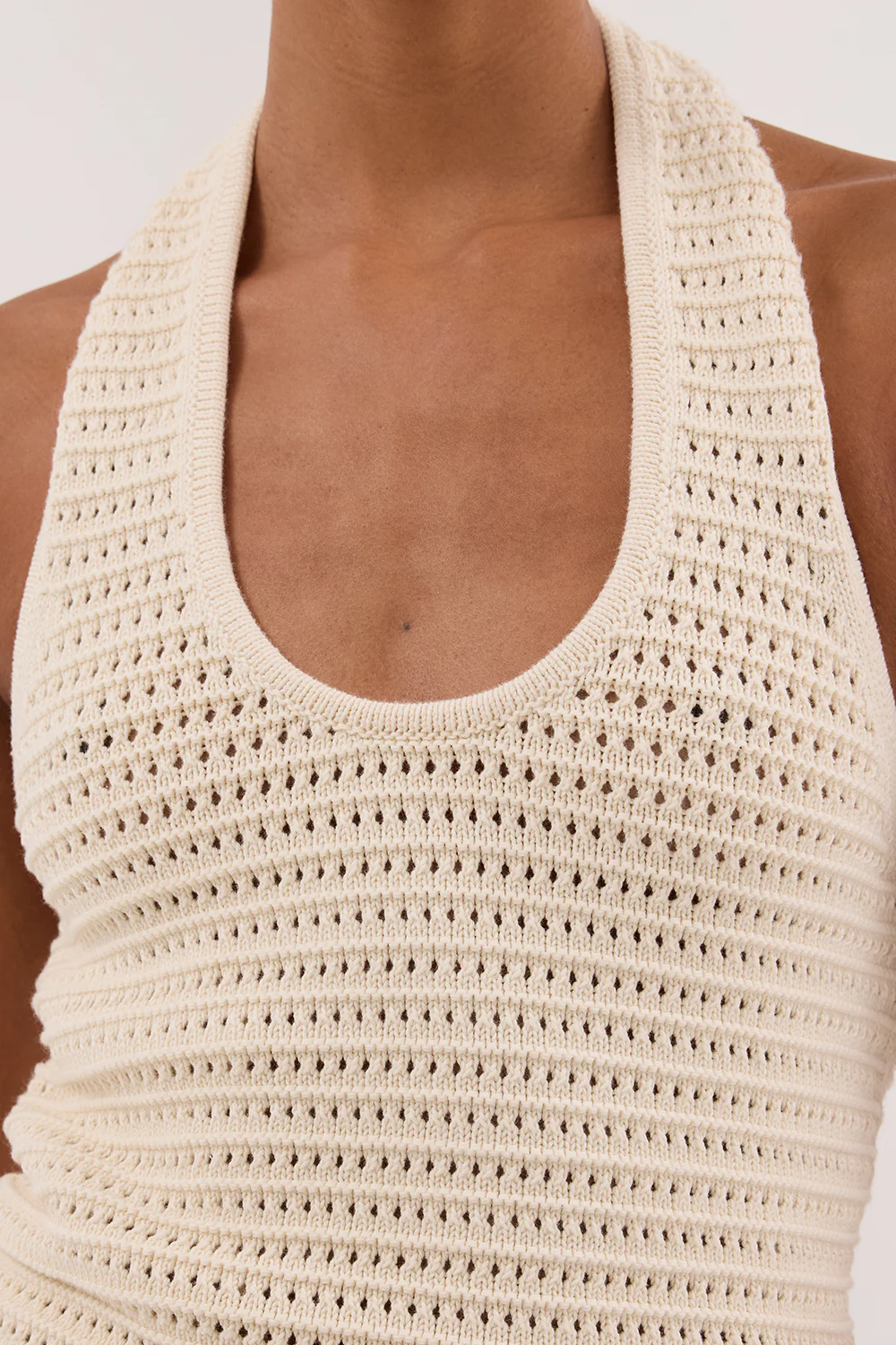 GINA CREAM HALTER CROCHET TOP - Yukikoi