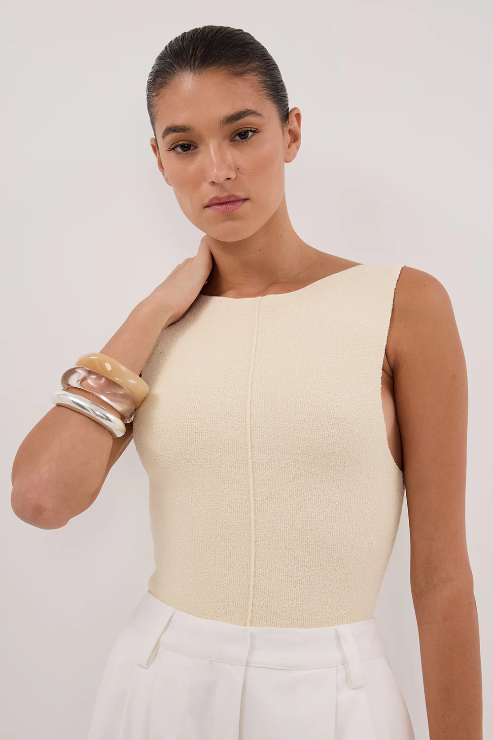 OWEN CREAM BOAT NECK TOP - Yukikoi