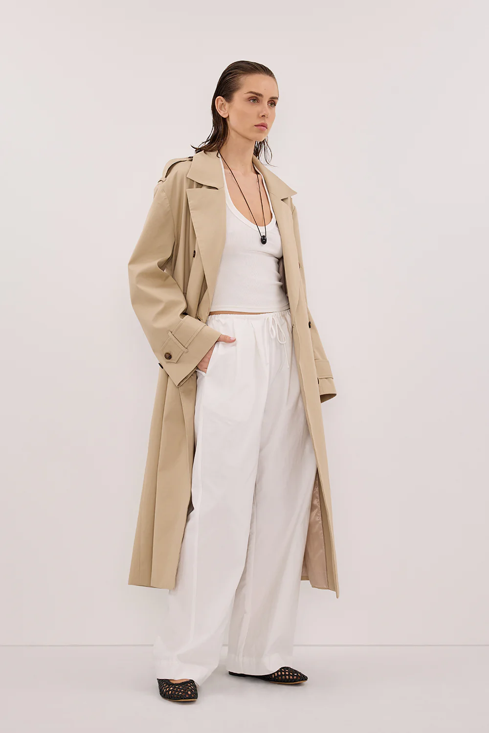 RHEA WHITE COTTON DRAWSTRING PANT - Yukikoi