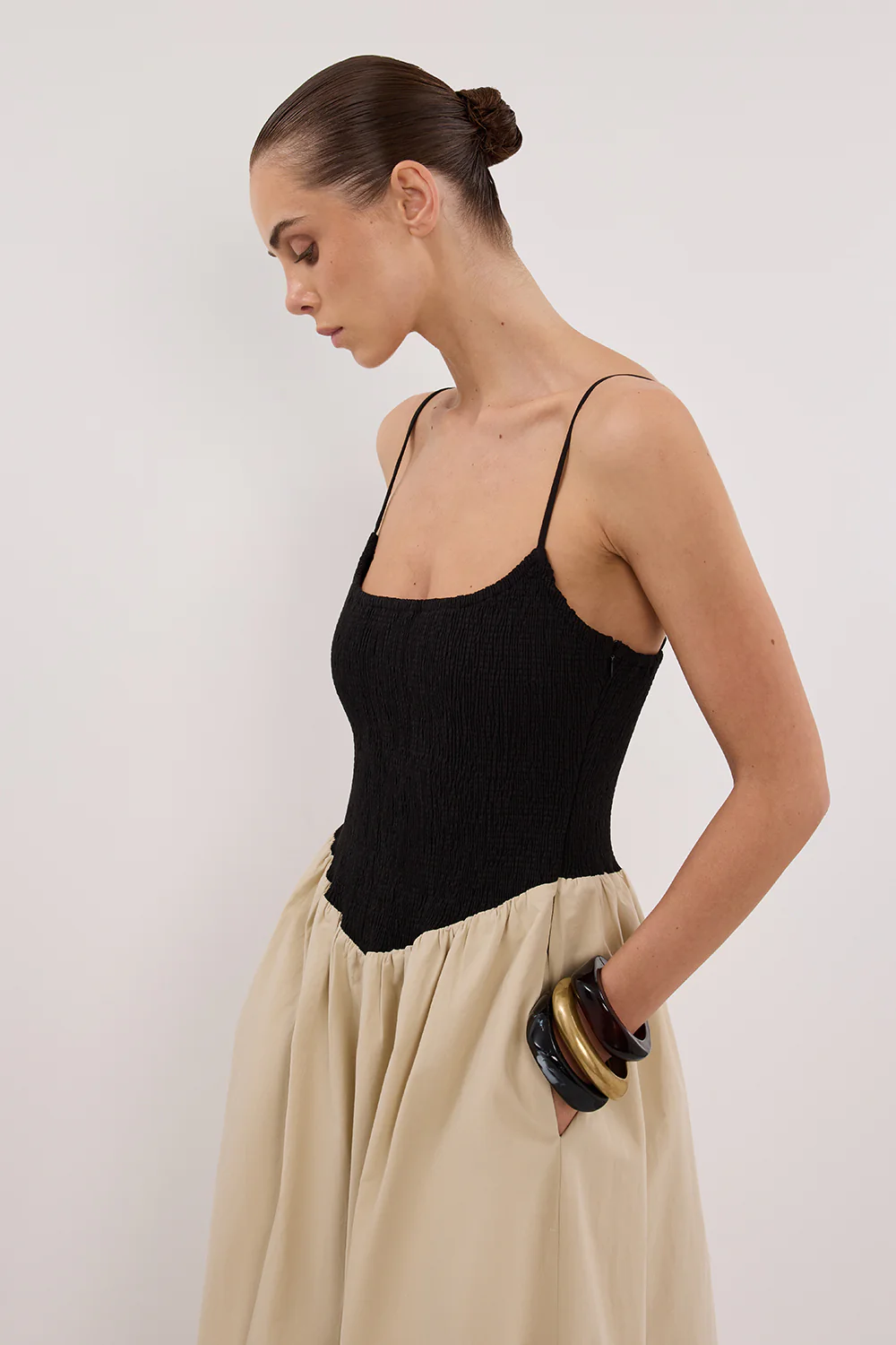 MILANO BLACK AND STONE MIDI DRESS - Yukikoi