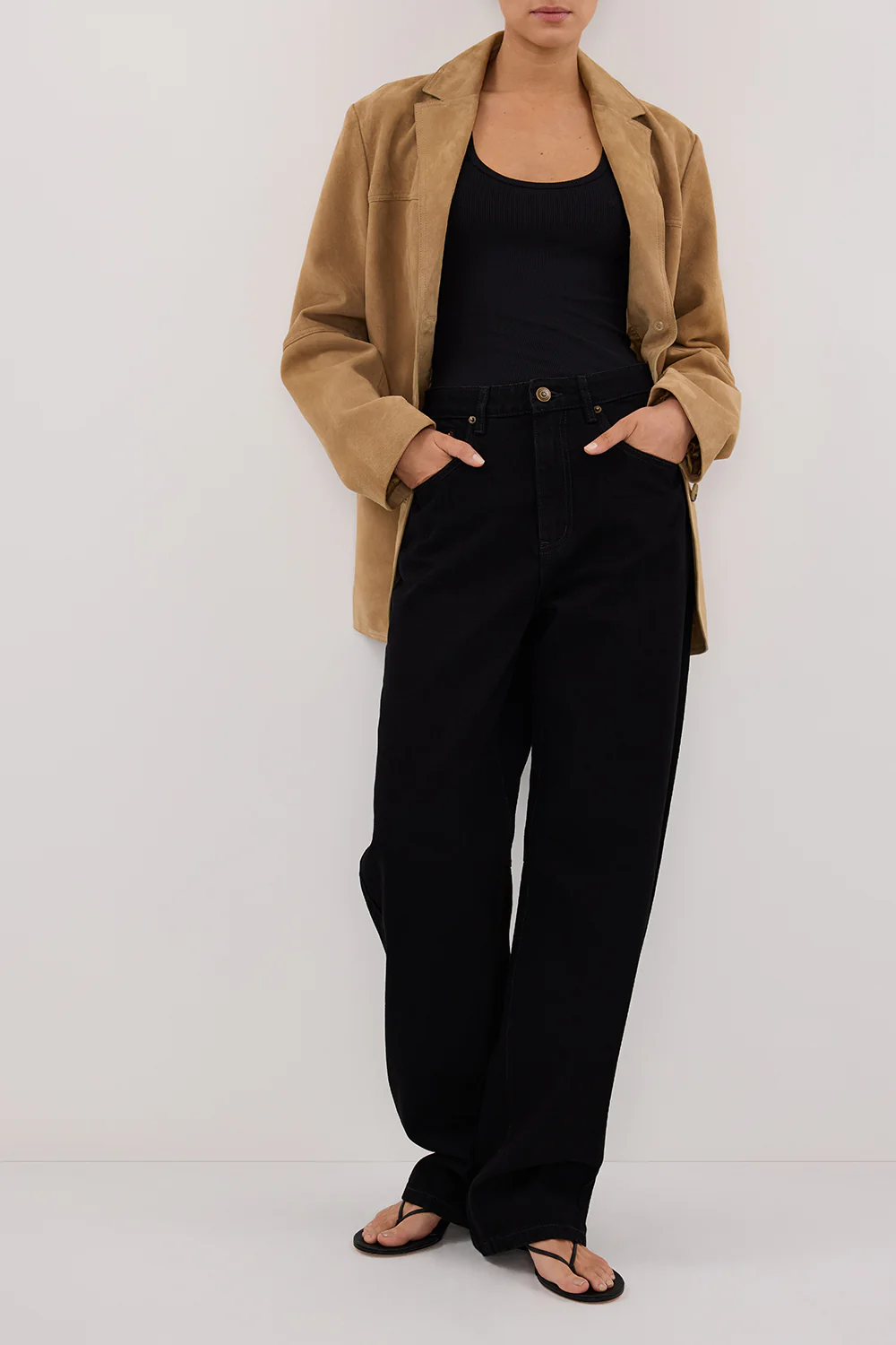 LIV BLACK DENIM BARREL LEG JEAN - Yukikoi