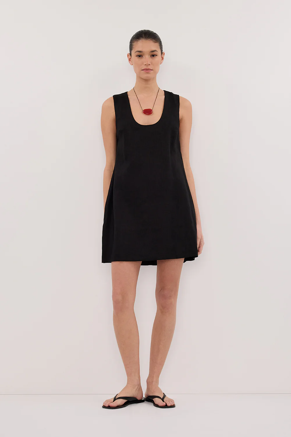 LOTUS BLACK LINEN MINI DRESS - Yukikoi