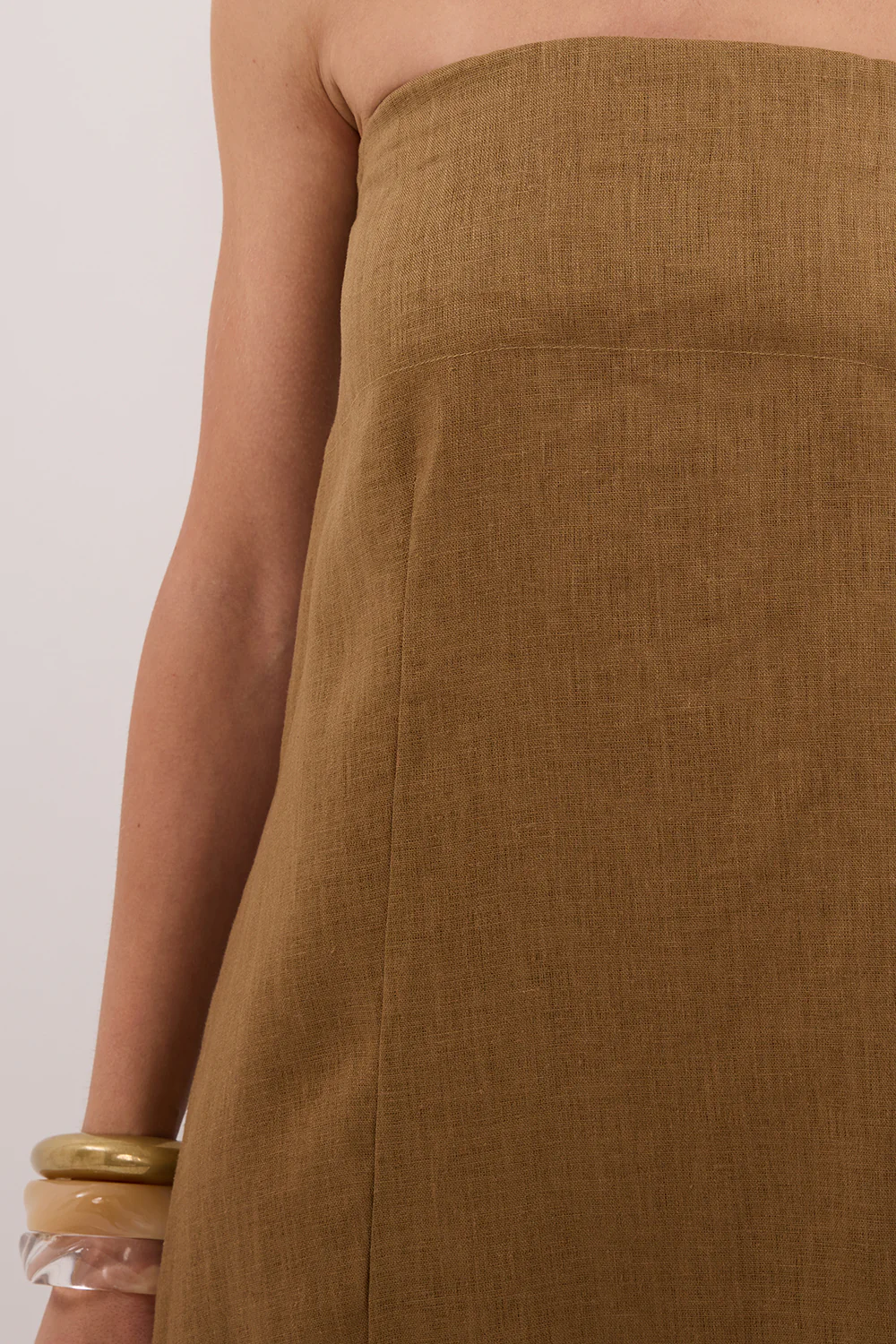 KINSLEY FERN LINEN STRAPLESS MIDI DRESS - Yukikoi