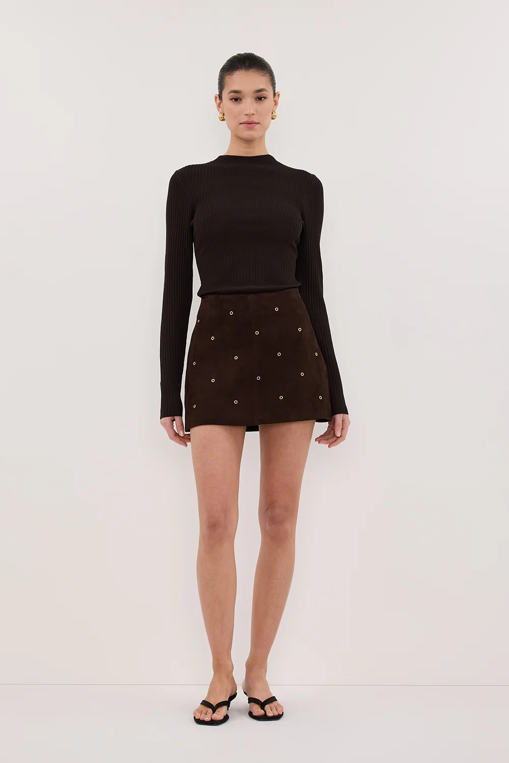 FIORA BITTER CHOC LONG SLEEVE KNIT TOP - Yukikoi