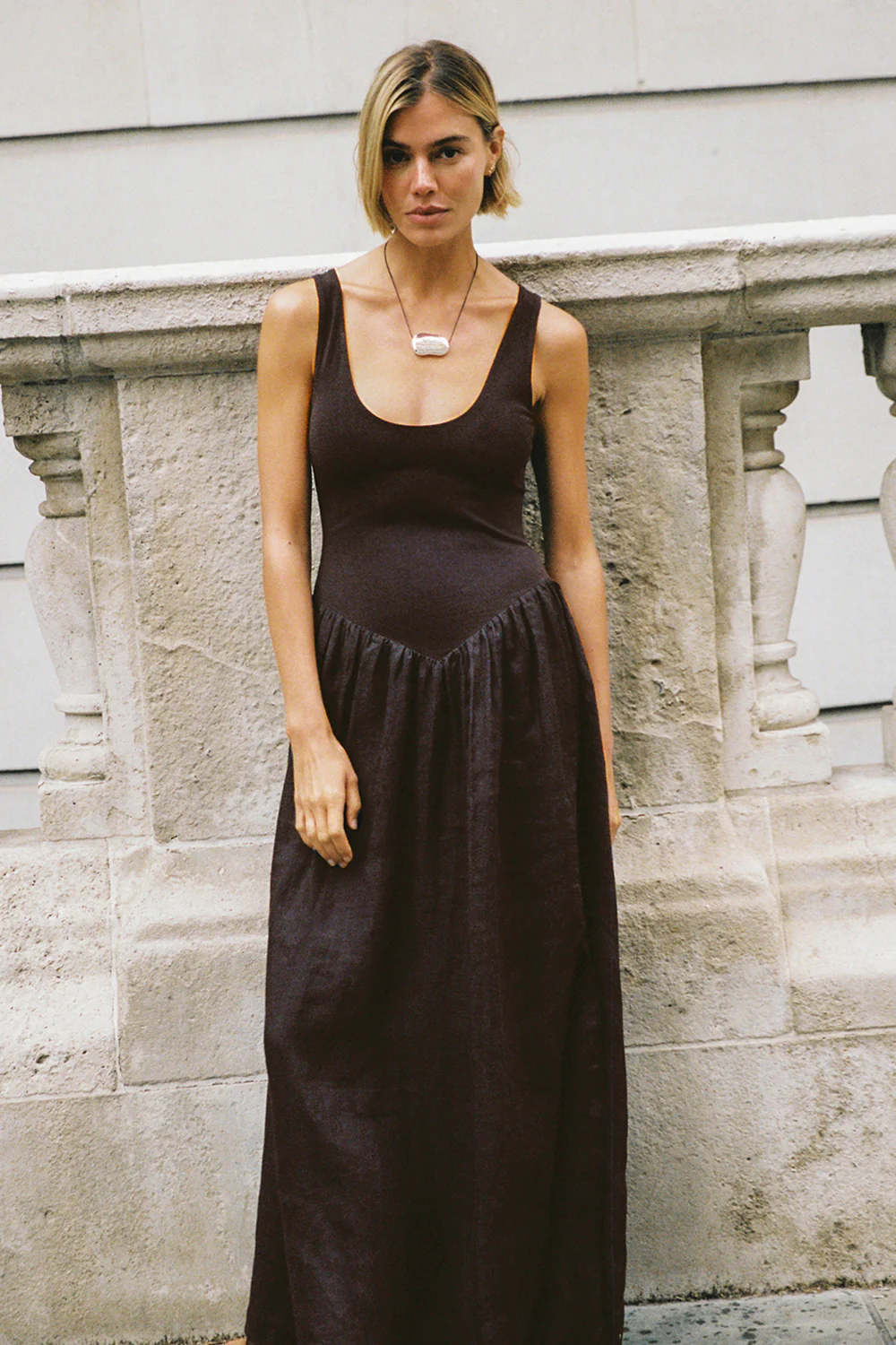 SKYLER BURNT CHOC HYBRID MIDI DRESS - Yukikoi