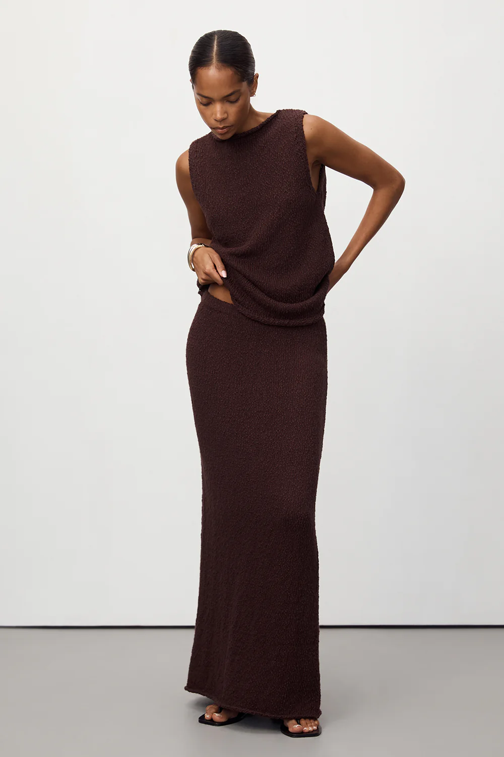 DINA CHOC KNIT MIDI SKIRT - Yukikoi