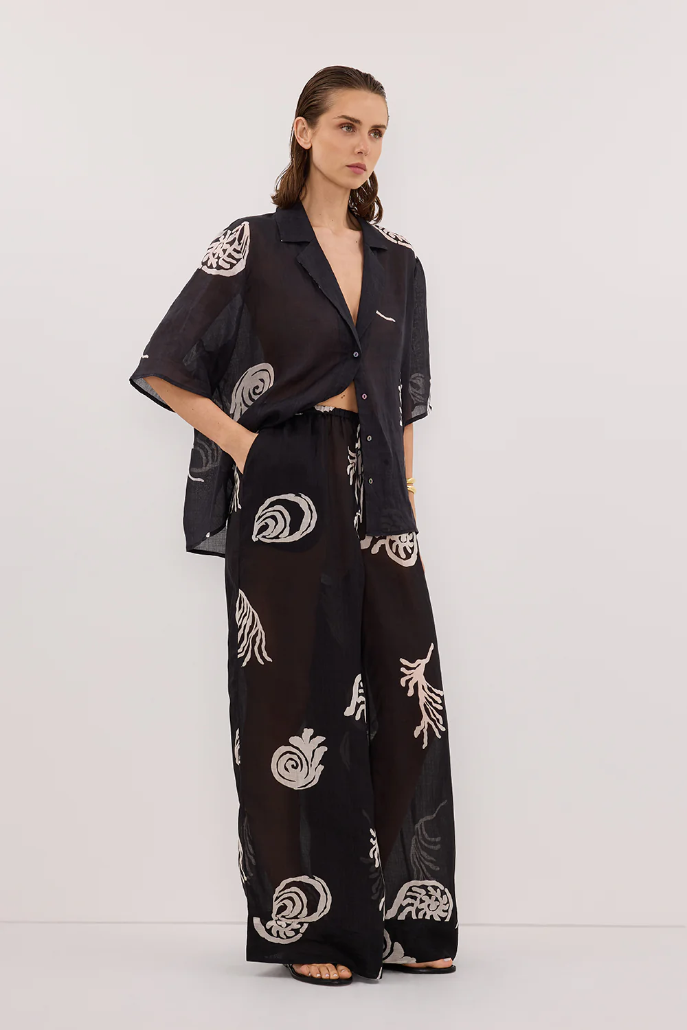 POSITANO BLACK RAMIE PANT - Yukikoi