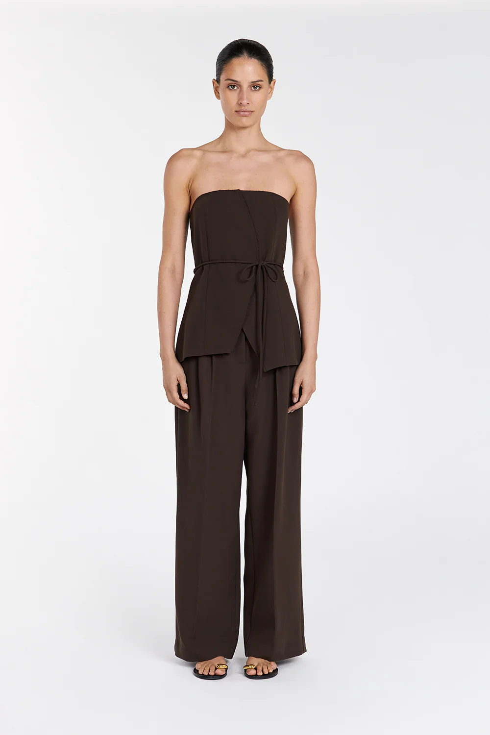 JULIE BITTER CHOC STRAPLESS TOP - Yukikoi