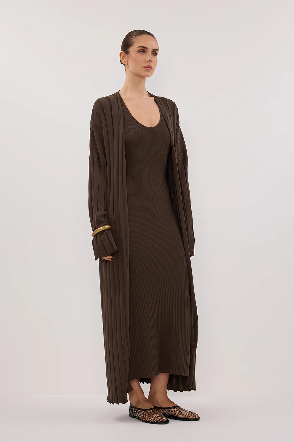 EVE DARK OLIVE KNIT MIDI CARDIGAN - Yukikoi