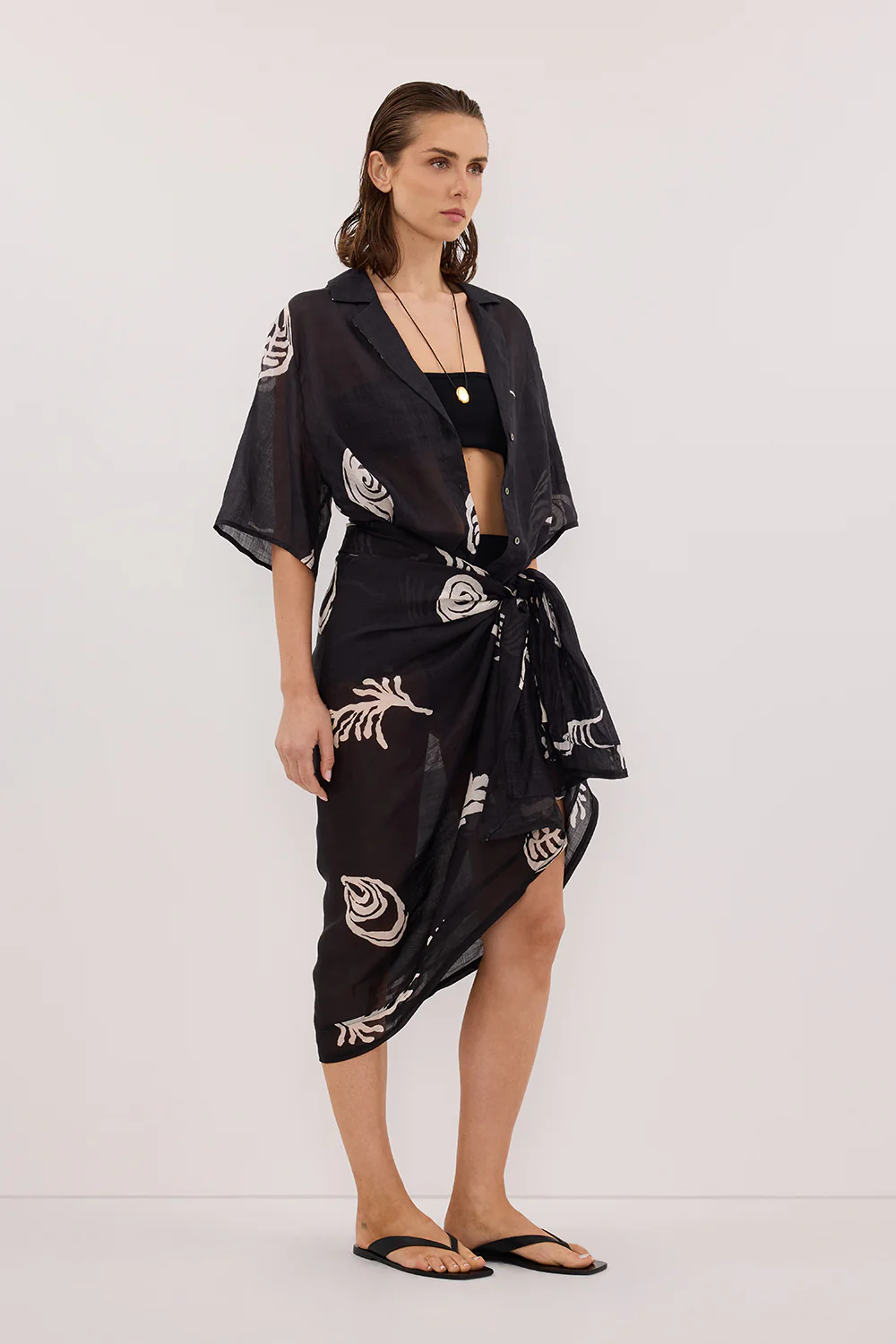 POSITANO BLACK RAMIE SARONG - Yukikoi