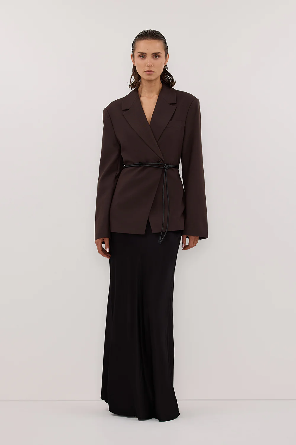 CHARLI BLACK SATIN MAXI SKIRT - Yukikoi