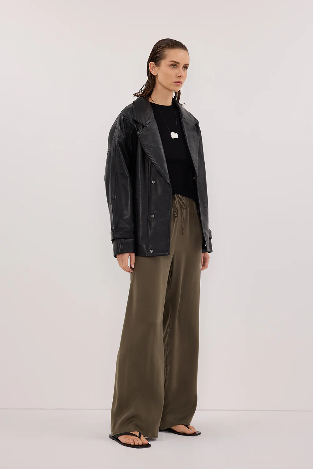 PERCY OLIVE SILK PANT - Yukikoi