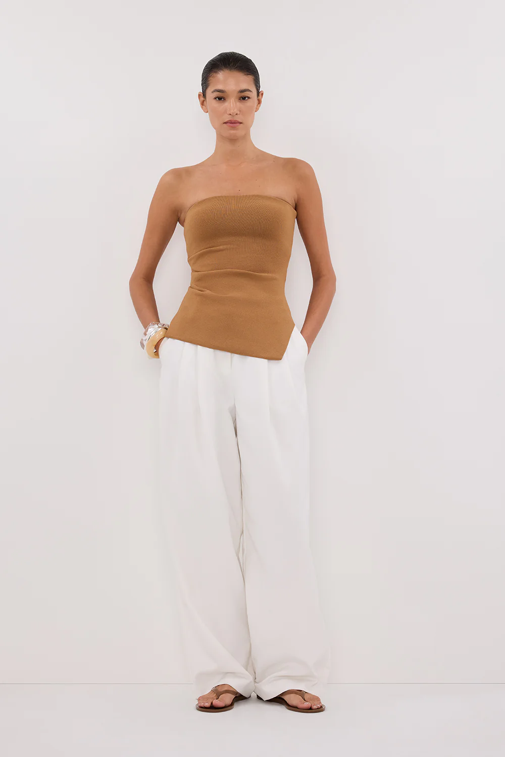 LUKE TAN BANDEAU KNIT TOP - Yukikoi