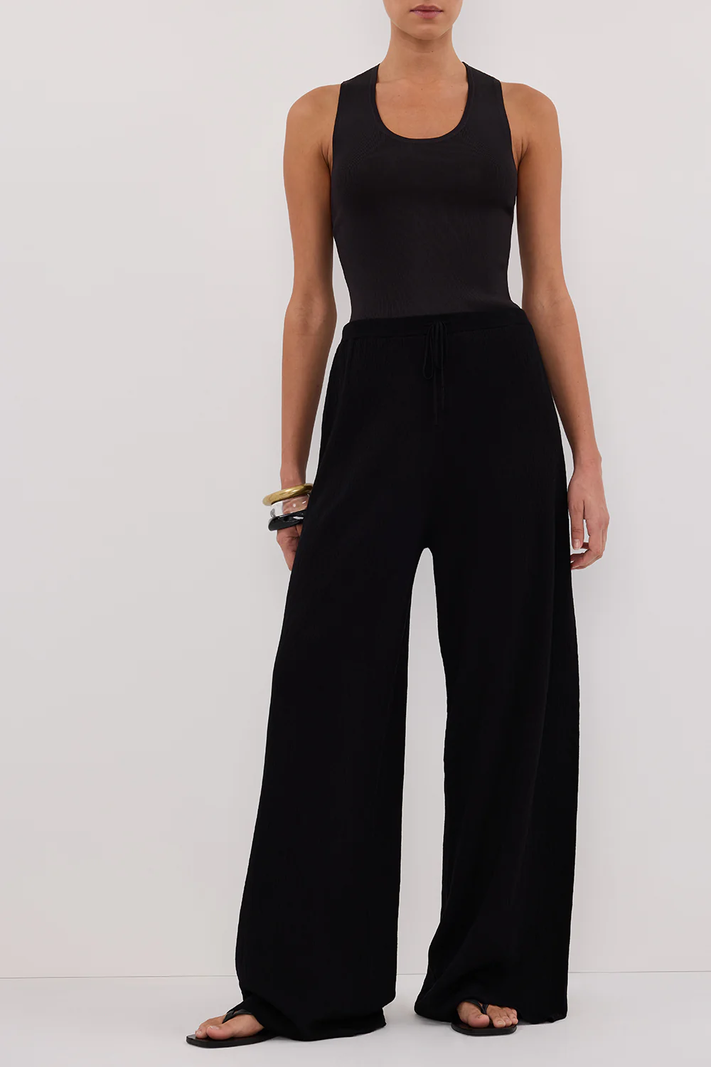 ALIAS BLACK TEXTURED KNIT PANT - Yukikoi