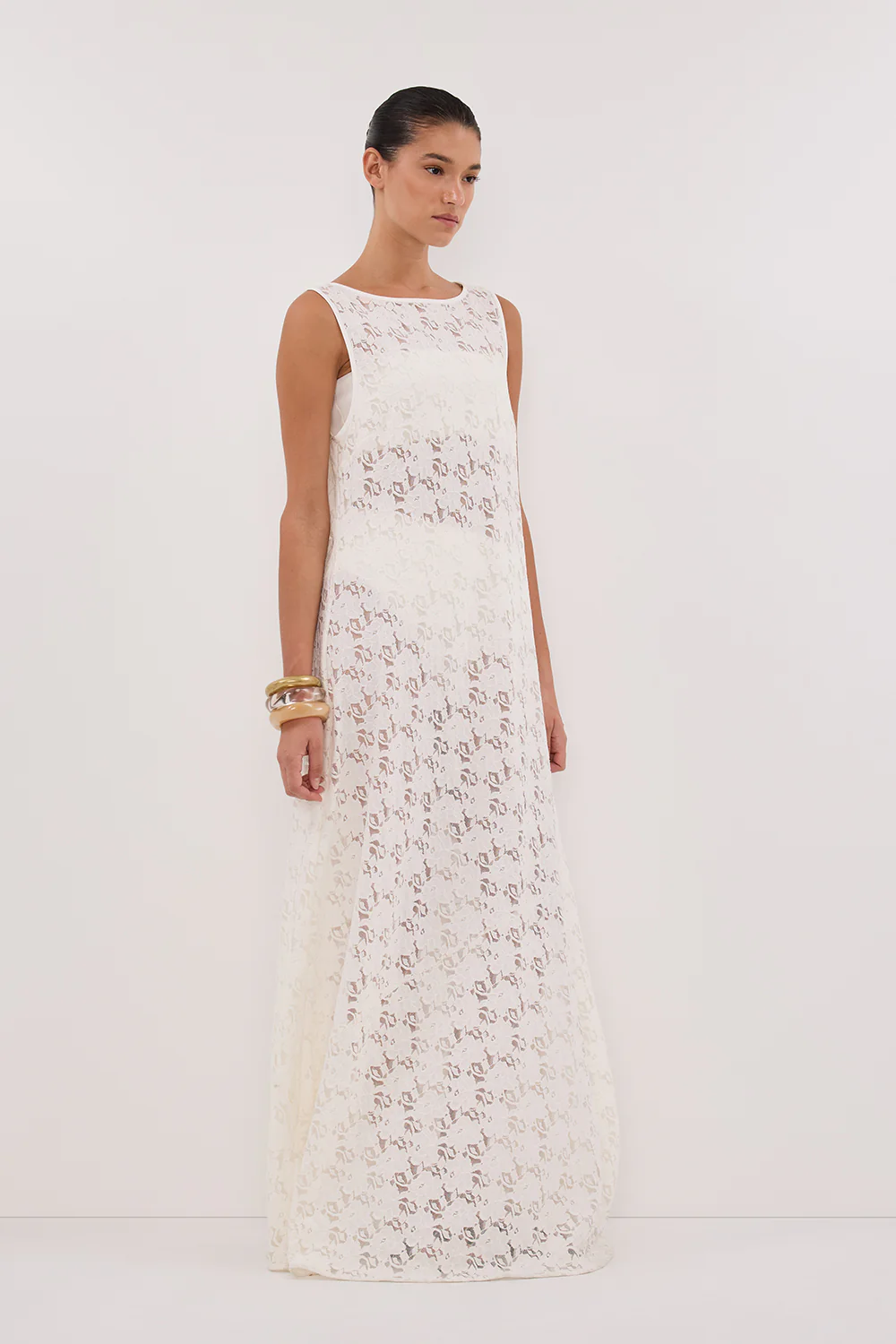 LOULA WHITE LACE MIDI DRESS - Yukikoi