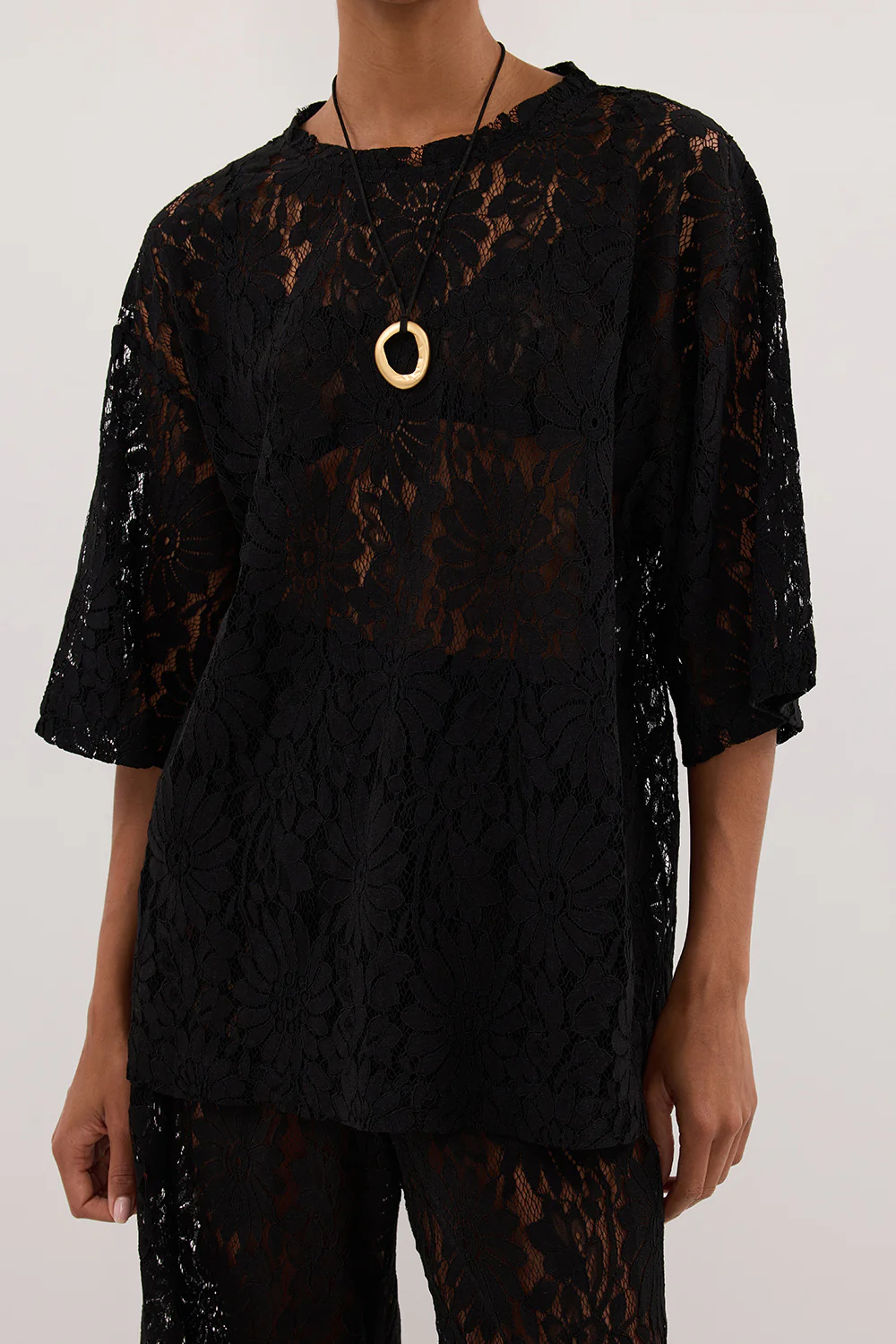 WILMA BLACK LACE TEE - Yukikoi