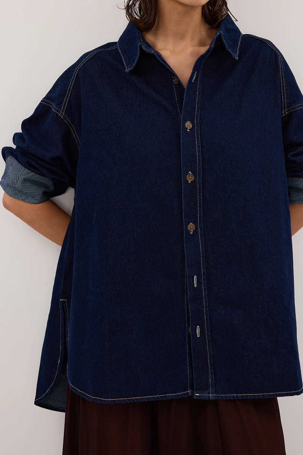 ASHTON INDIGO OVERSIZED DENIM SHIRT - Yukikoi