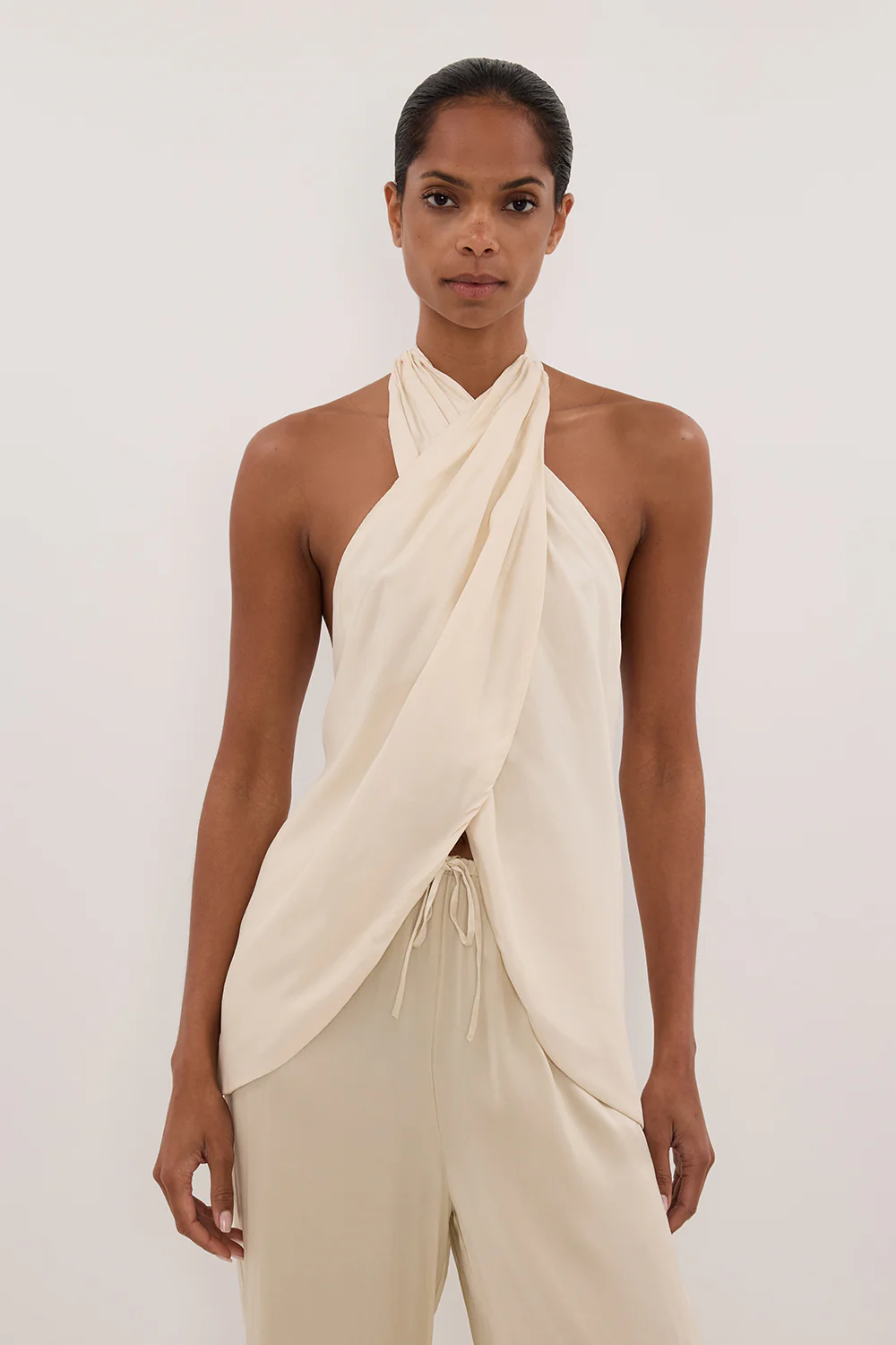 ADDIE STRAW CUPRO HALTER TOP - PRE ORDER - Yukikoi