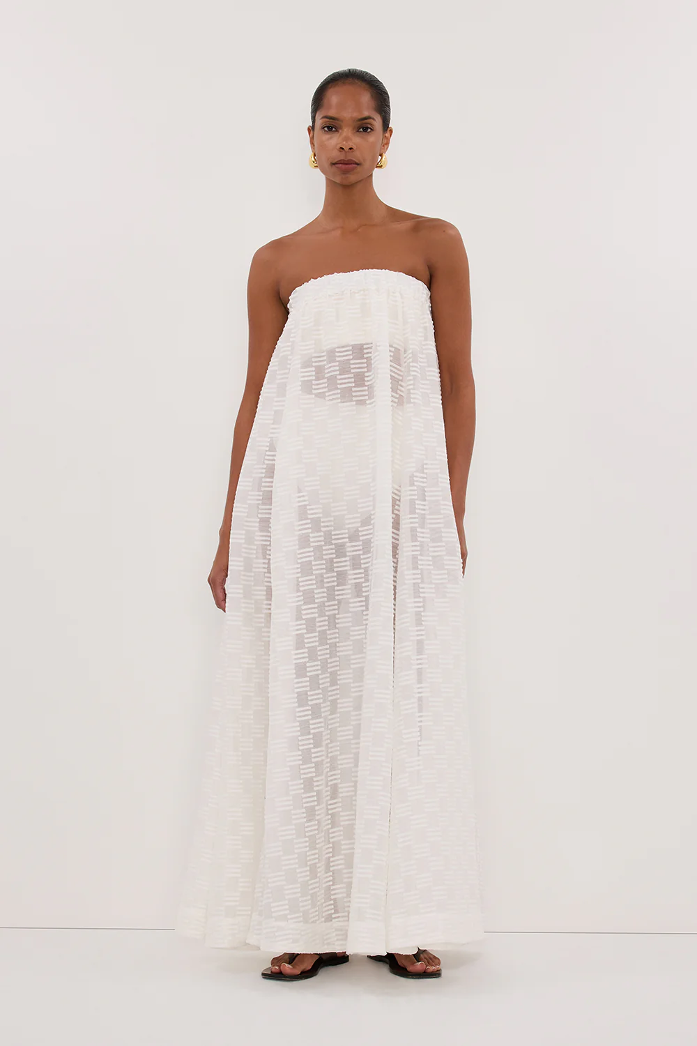 ELBA WHITE SHEER STRAPLESS DRESS - Yukikoi